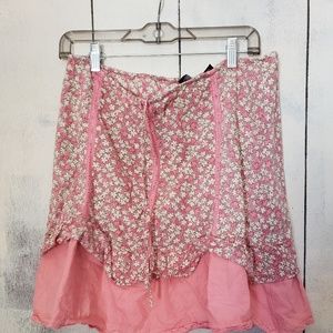 Paris thrift store find! Pink floral cotton skirt